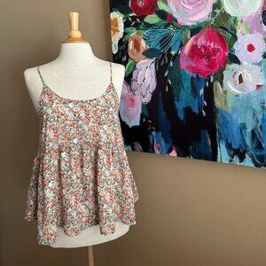Space 46 Floral Babydoll Tank M Boho